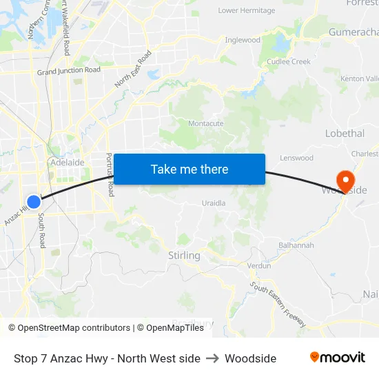 Stop 7 Anzac Hwy - North West side to Woodside map