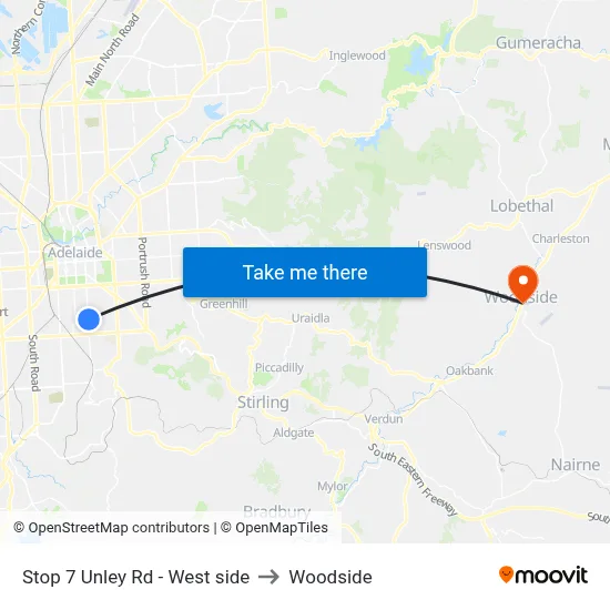 Stop 7 Unley Rd - West side to Woodside map