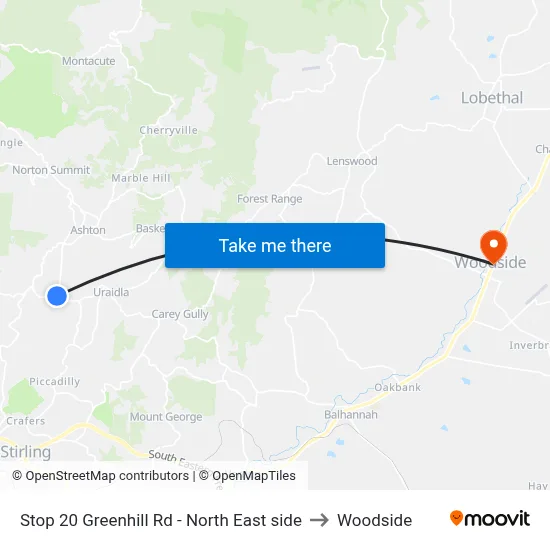 Stop 20 Greenhill Rd - North East side to Woodside map