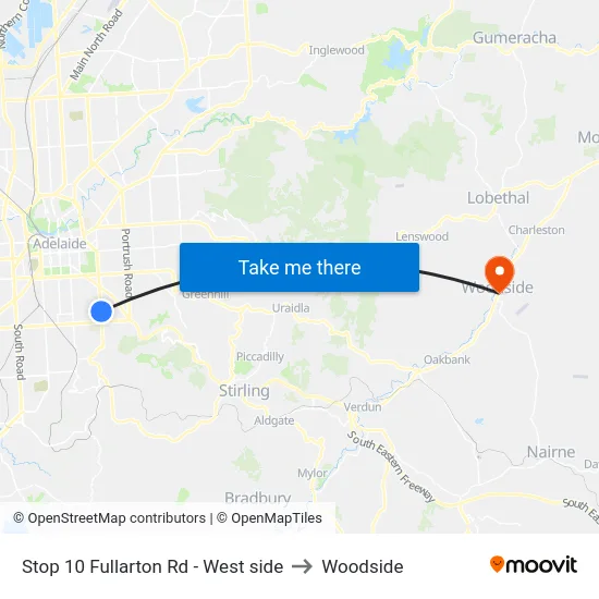 Stop 10 Fullarton Rd - West side to Woodside map
