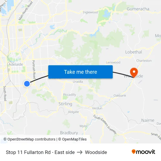 Stop 11 Fullarton Rd - East side to Woodside map