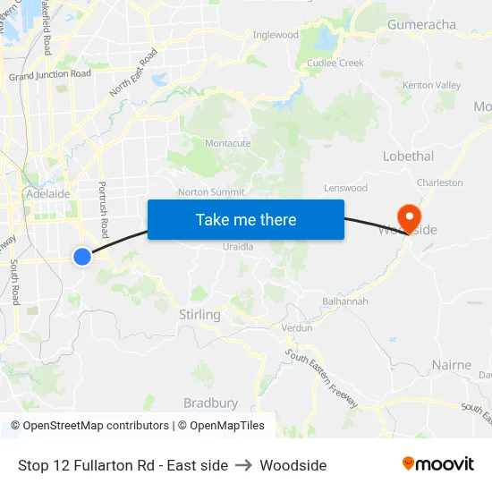 Stop 12 Fullarton Rd - East side to Woodside map