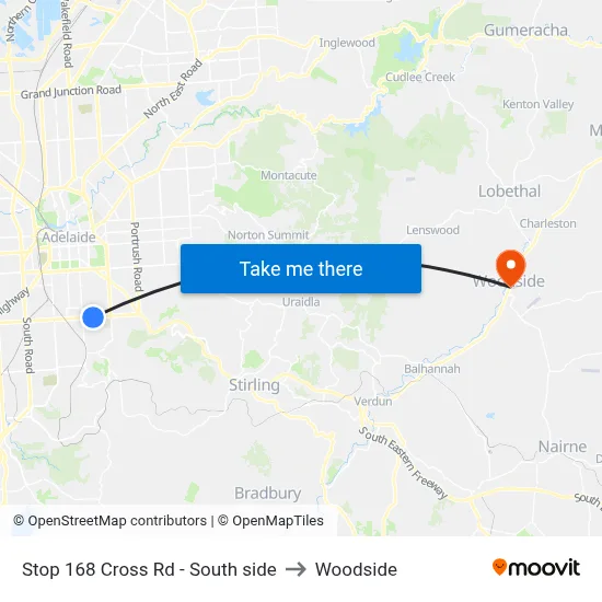 Stop 168 Cross Rd - South side to Woodside map