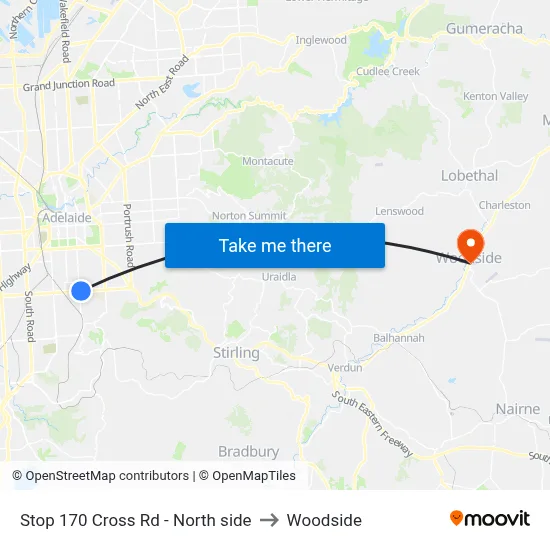 Stop 170 Cross Rd - North side to Woodside map