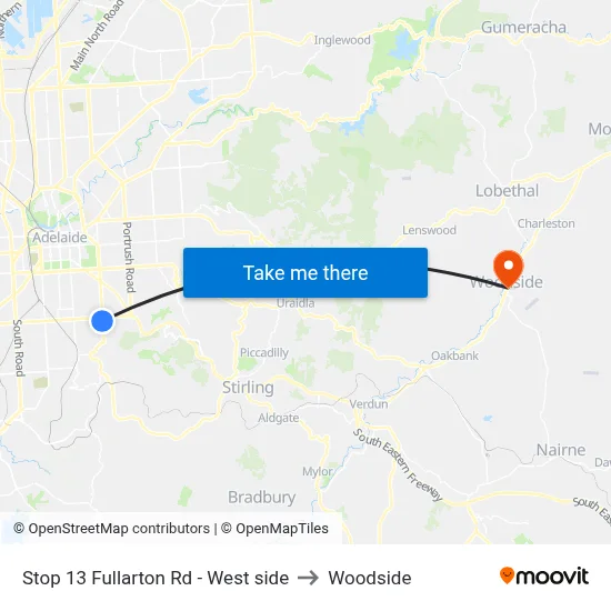 Stop 13 Fullarton Rd - West side to Woodside map