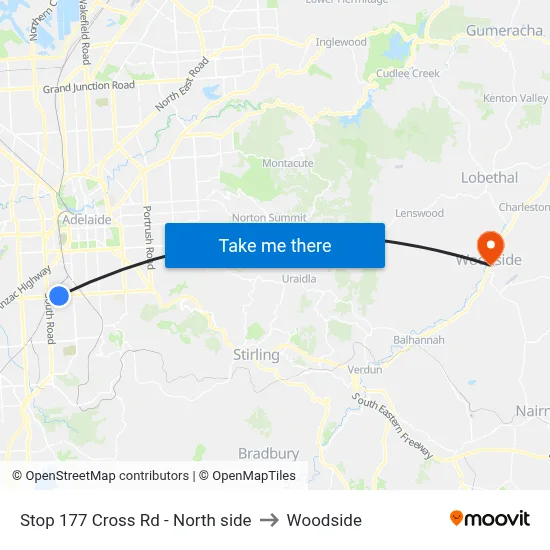 Stop 177 Cross Rd - North side to Woodside map