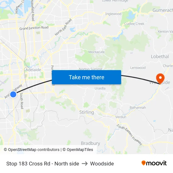 Stop 183 Cross Rd - North side to Woodside map