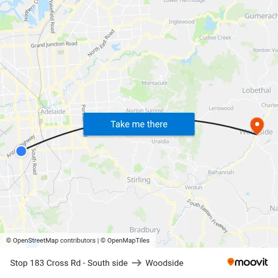 Stop 183 Cross Rd - South side to Woodside map