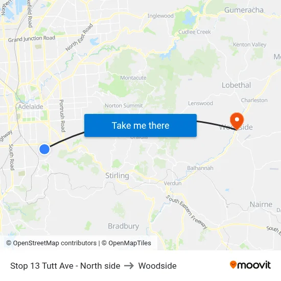 Stop 13 Tutt Ave - North side to Woodside map