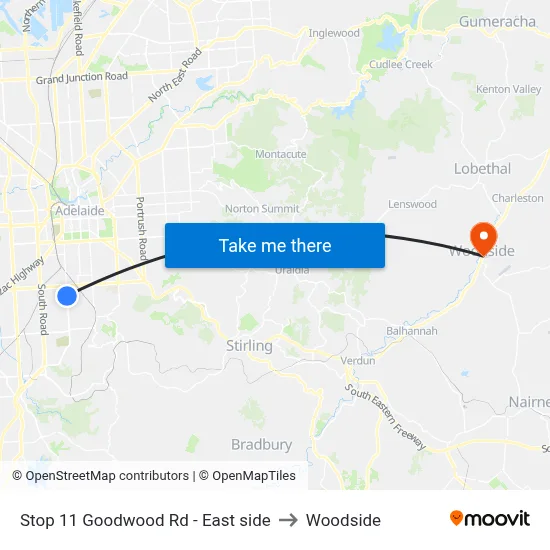Stop 11 Goodwood Rd - East side to Woodside map