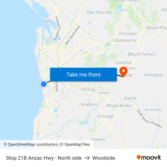 Stop 21B Anzac Hwy - North side to Woodside map