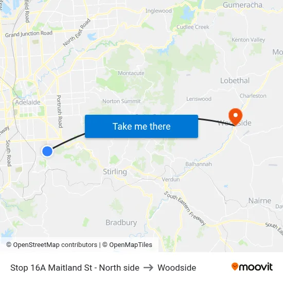 Stop 16A Maitland St - North side to Woodside map