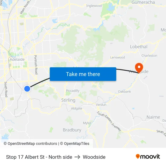 Stop 17 Albert St - North side to Woodside map