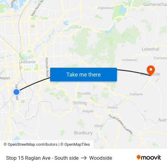 Stop 15 Raglan Ave - South side to Woodside map