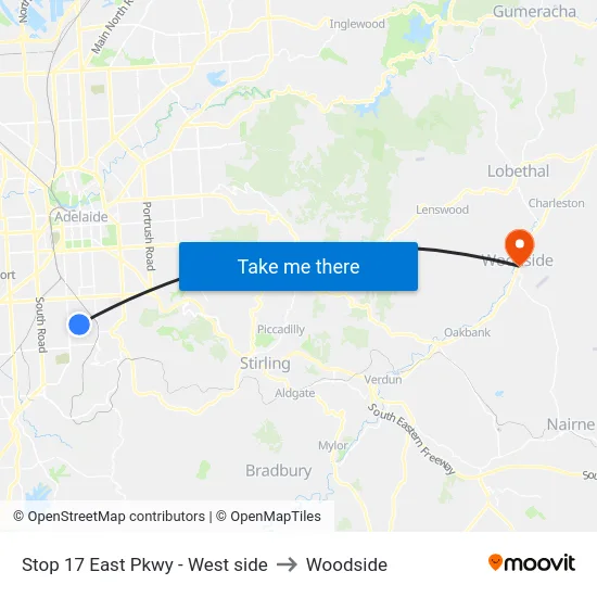 Stop 17 East Pkwy - West side to Woodside map