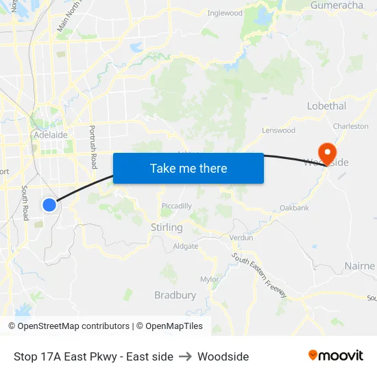 Stop 17A East Pkwy - East side to Woodside map