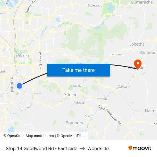 Stop 14 Goodwood Rd - East side to Woodside map