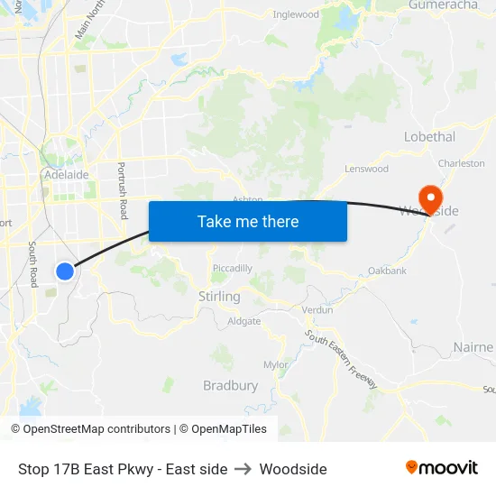 Stop 17B East Pkwy - East side to Woodside map
