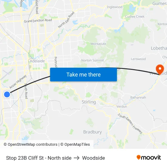 Stop 23B Cliff St - North side to Woodside map