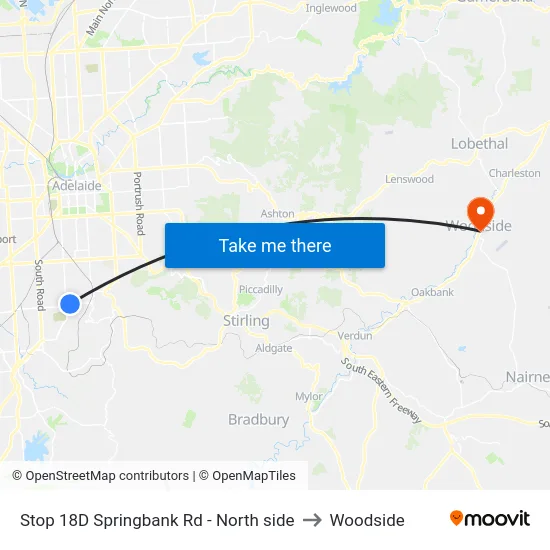 Stop 18D Springbank Rd - North side to Woodside map