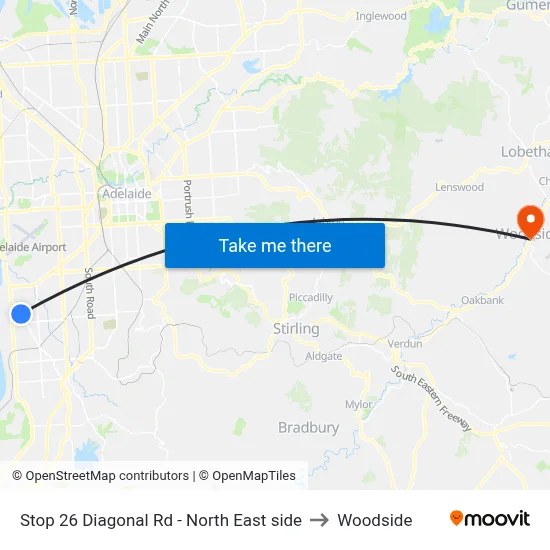 Stop 26 Diagonal Rd - North East side to Woodside map