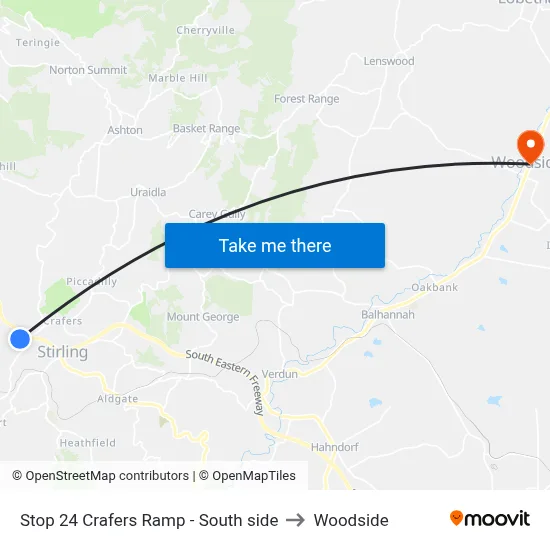 Stop 24 Crafers Ramp - South side to Woodside map