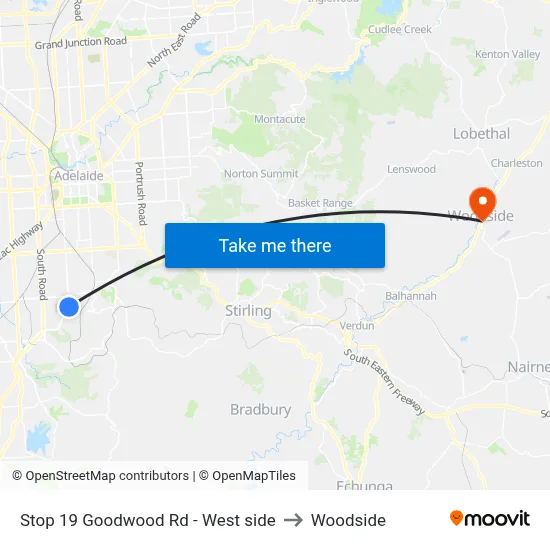Stop 19 Goodwood Rd - West side to Woodside map