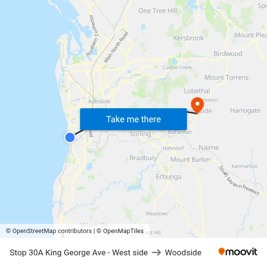 Stop 30A King George Ave - West side to Woodside map