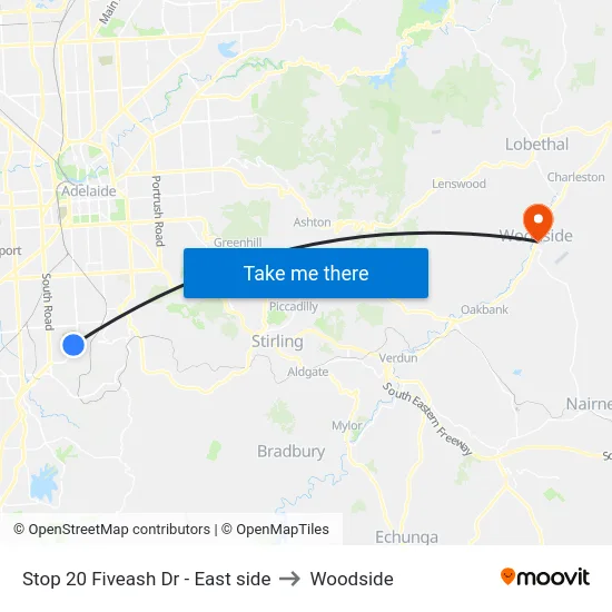 Stop 20 Fiveash Dr - East side to Woodside map