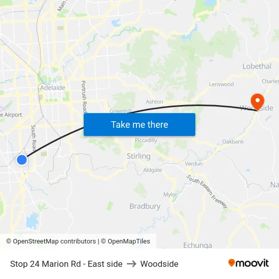 Stop 24 Marion Rd - East side to Woodside map