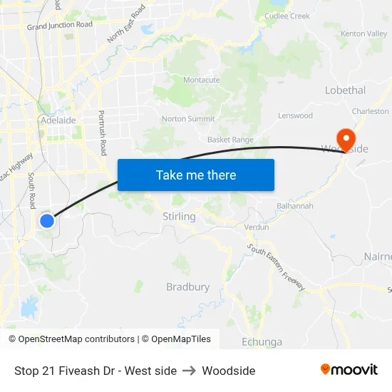 Stop 21 Fiveash Dr - West side to Woodside map