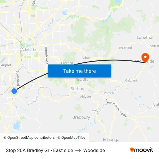 Stop 26A Bradley Gr - East side to Woodside map