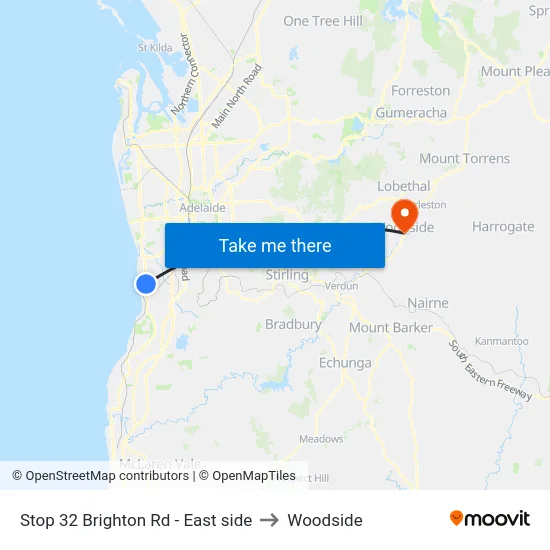 Stop 32 Brighton Rd - East side to Woodside map