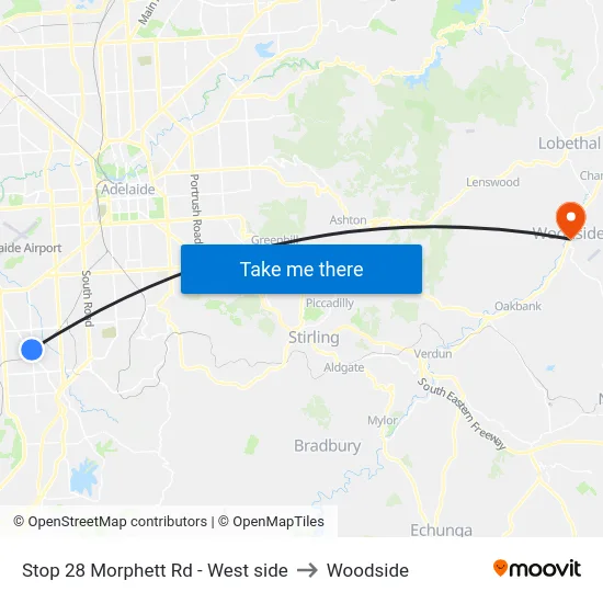 Stop 28 Morphett Rd - West side to Woodside map