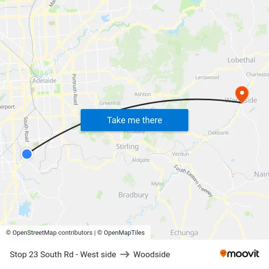 Stop 23 South Rd - West side to Woodside map