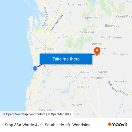 Stop 33A Wattle Ave - South side to Woodside map
