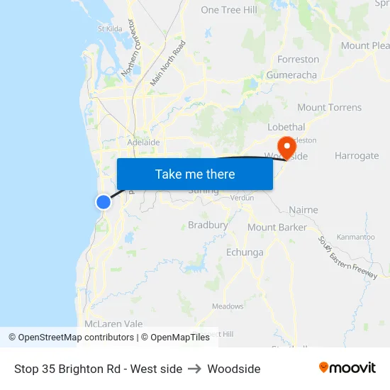 Stop 35 Brighton Rd - West side to Woodside map