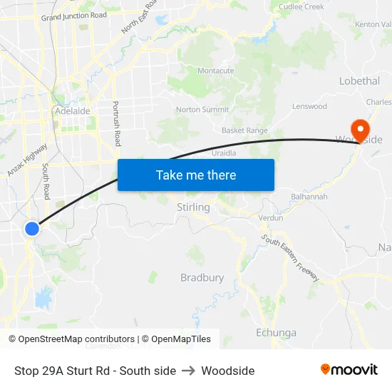 Stop 29A Sturt Rd - South side to Woodside map