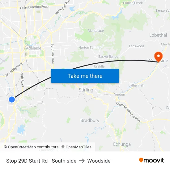Stop 29D Sturt Rd - South side to Woodside map