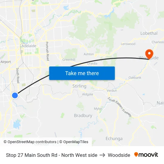 Stop 27 Main South Rd - North West side to Woodside map