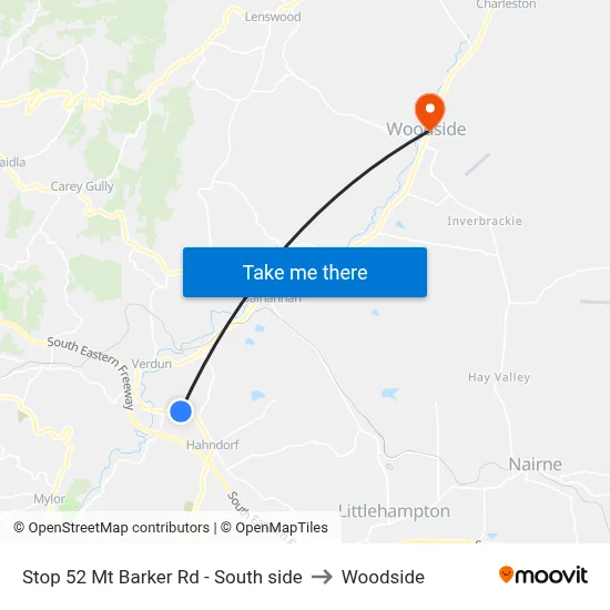 Stop 52 Mt Barker Rd - South side to Woodside map