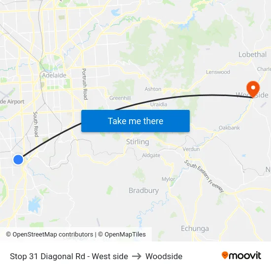Stop 31 Diagonal Rd - West side to Woodside map