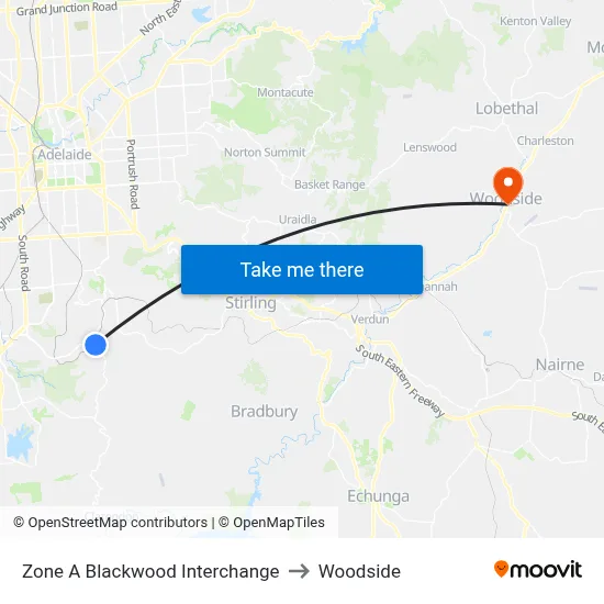 Zone A Blackwood Interchange to Woodside map