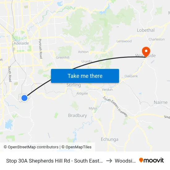 Stop 30A Shepherds Hill Rd - South East side to Woodside map