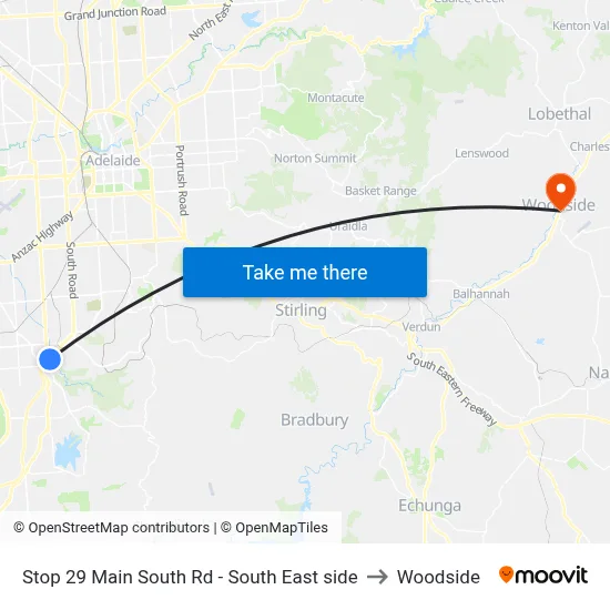 Stop 29 Main South Rd - South East side to Woodside map