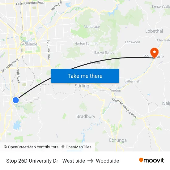 Stop 26D University Dr - West side to Woodside map