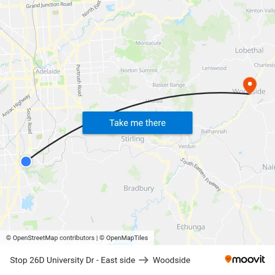 Stop 26D University Dr - East side to Woodside map