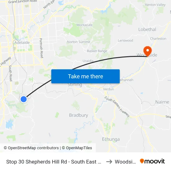 Stop 30 Shepherds Hill Rd - South East side to Woodside map