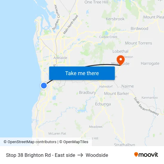 Stop 38 Brighton Rd - East side to Woodside map