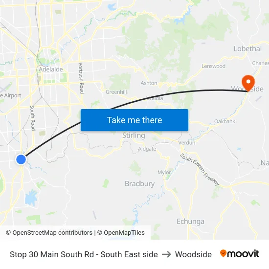 Stop 30 Main South Rd - South East side to Woodside map